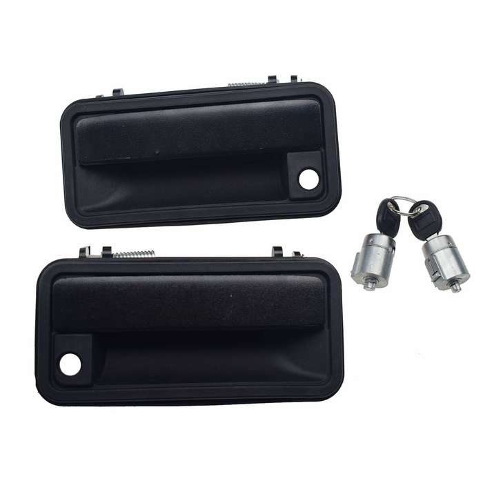 For GMC Chevrolet Front Black Exterior Door Handles &amp; Lock Cylinder W/ Keys Kit