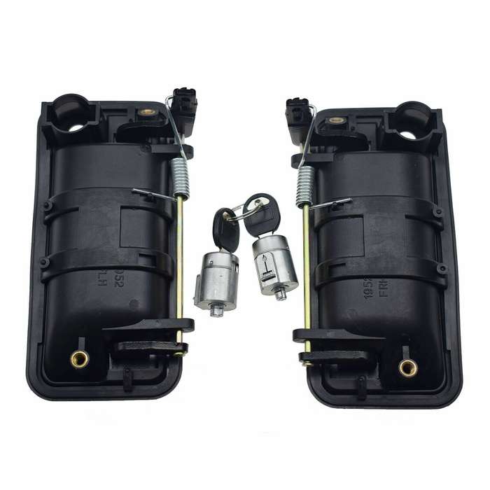 For GMC Chevrolet Front Black Exterior Door Handles &amp; Lock Cylinder W/ Keys Kit