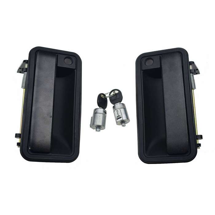 For GMC Chevrolet Front Black Exterior Door Handles &amp; Lock Cylinder W/ Keys Kit