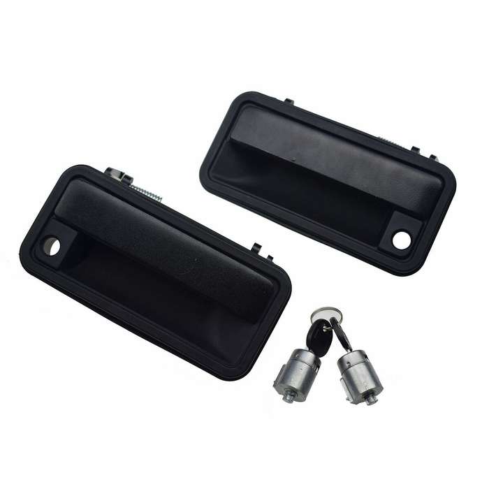 For GMC Chevrolet Front Black Exterior Door Handles &amp; Lock Cylinder W/ Keys Kit