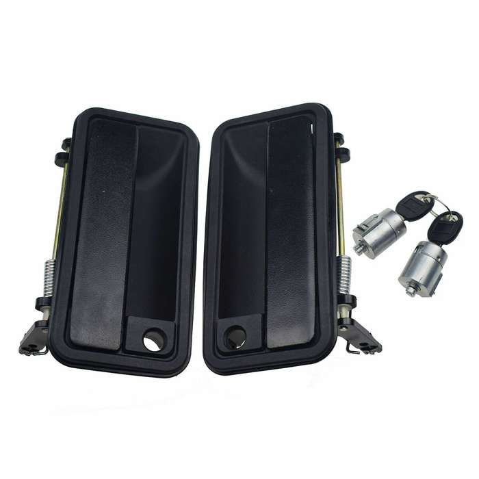 For GMC Chevrolet Front Black Exterior Door Handles &amp; Lock Cylinder W/ Keys Kit