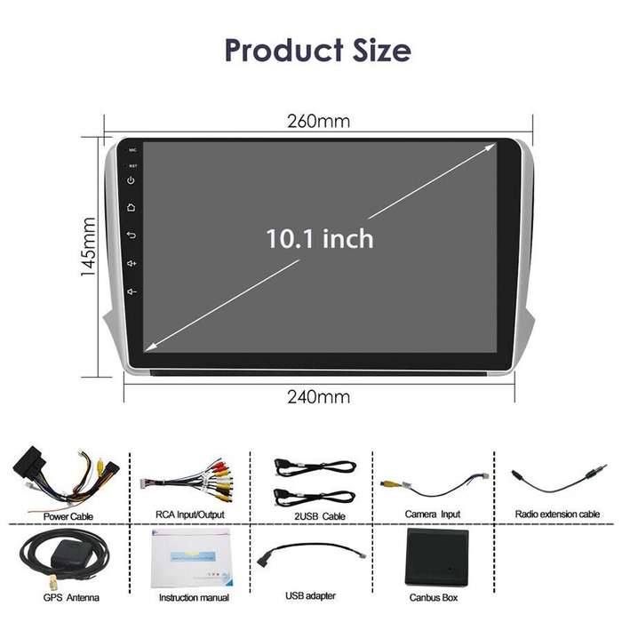 Android Auto Car Radio Stereo GPS Sat Nav for Peugeot 2008 2013-2020 Head Unit