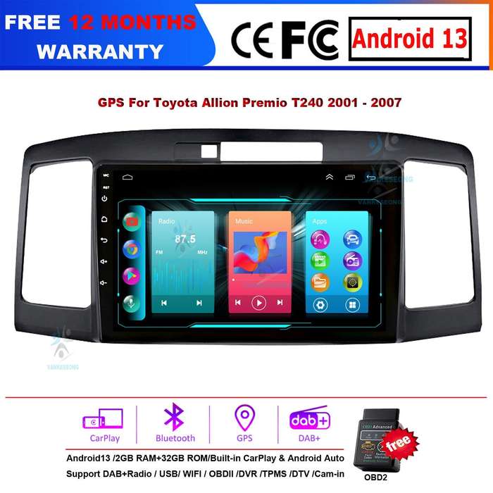 For Toyota Allion Premio T240 2001-2007 Android 13 Car Radio Stereo GPS Sat Nav