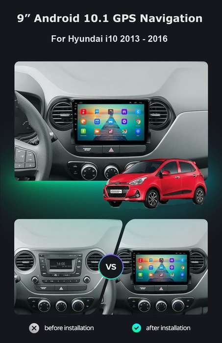 For Hyundai i10 2013-2016 Touch Screen Car Radio Head Unit GPS Wifi BT USB +DVR