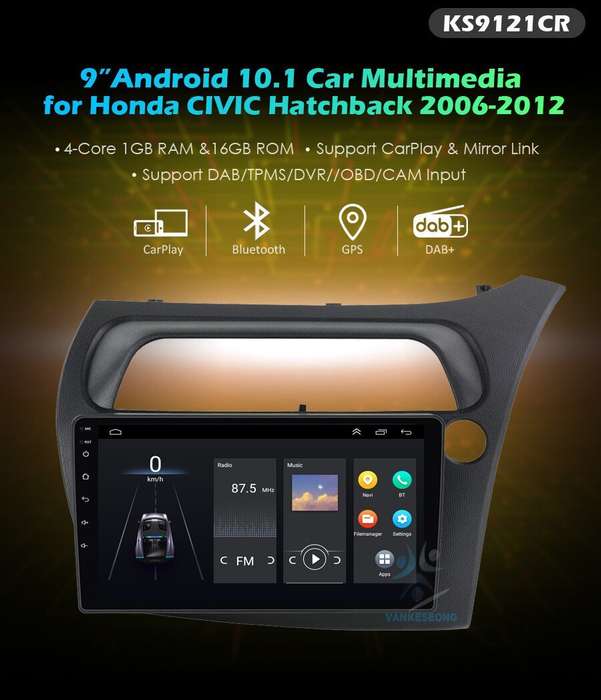 9" Android 11 Touch Screen GPS Sat Nav Wifi Car Radio For Honda Civic Hatchback