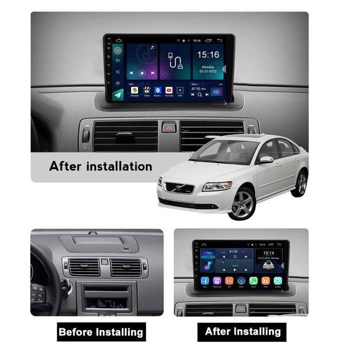 Android 12 Car Video Wireless CarPlay Radio Stereo For Volvo S40 C30 C70 2004-13
