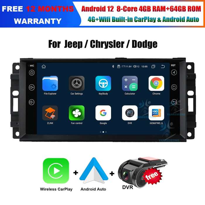 Android 12 Car Stereo For Dodge Avenger Challenger 2009-2011 8-Core 4+64GB Radio