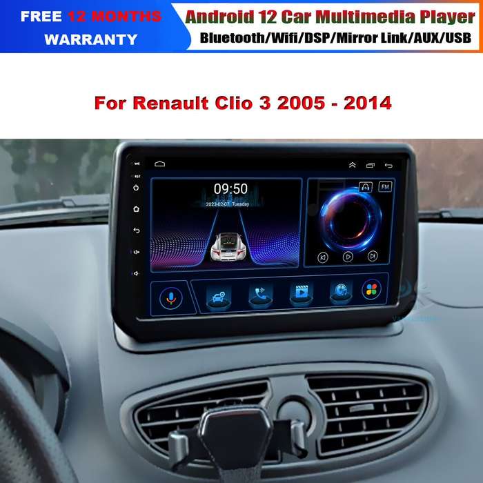 9" Android 12 GPS Navigation DAB Wifi Autoradio DSP For Renault Clio 3 2005-2014