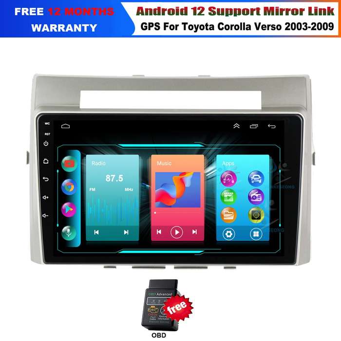 9"For Toyota Corolla Verso 2003-2009 DAB Car Stereo GPS Sat Nav BT FM Radio Wifi