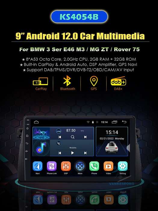 9" Wireless CarPlay Android Auto for BMW 3Ser E46 M3 320 GPS Wifi DAB+ Autoradio