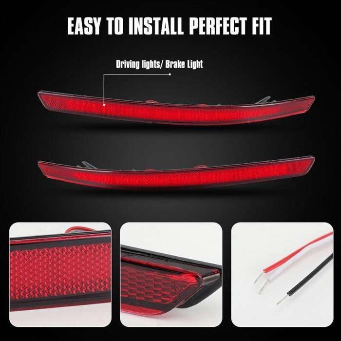 Pair LED Rear Bumper Reflector Lights For Kia K5 Optima 2011 12 2013 Brake Lamps