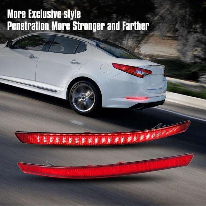 Pair LED Rear Bumper Reflector Lights For Kia K5 Optima 2011 12 2013 Brake Lamps