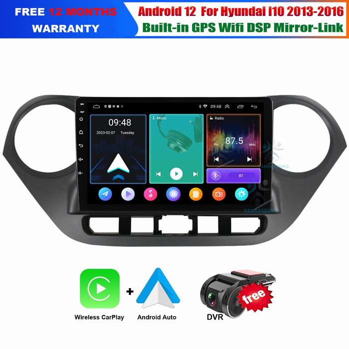 9" For Hyundai i10 2013-2016 Android12 Wifi GPS Bluetooth DAB+ Autoradio Sat Nav