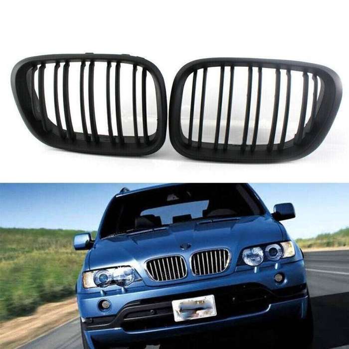 Matte Black Dual Slat Front Grille Fit for BMW X5 E53 2000-2003 Grill