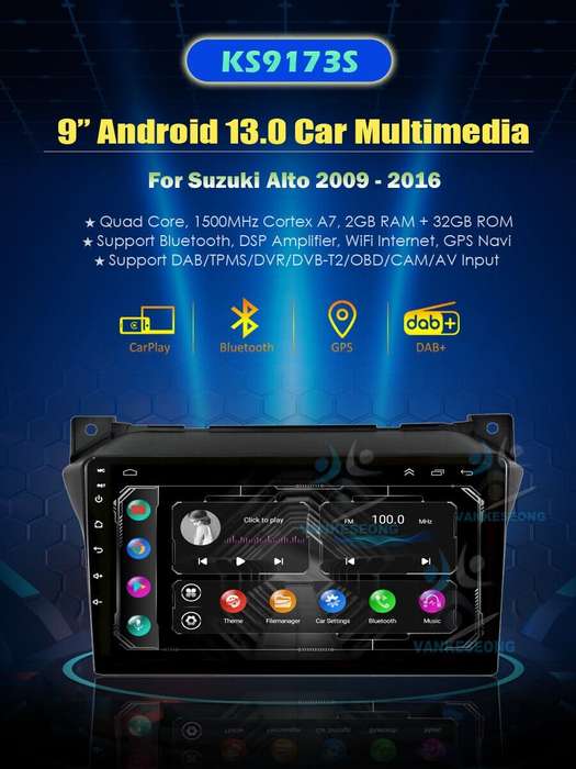 9" Android 13 Autoradio Sat Nav GPS Bluetooth CarPlay For Suzuki Alto 2009-2016