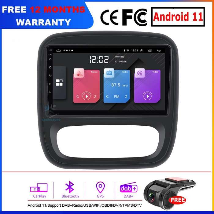9"Touch Screen Car Radio Android 11 GPS Sat Nav For Renault Trafic X82 2014-2019