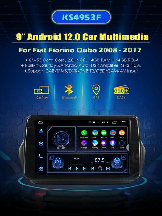 9" 64GB Android Auto For Peugeot Bipper 2008-2017 CarPlay Autoradio GPS
