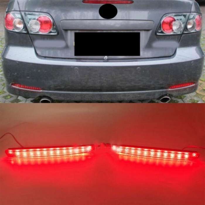 Smoked Rear Fog&amp;Brake Taillight Bumper Reflector Lights For Mazda 6 03-08 Pair