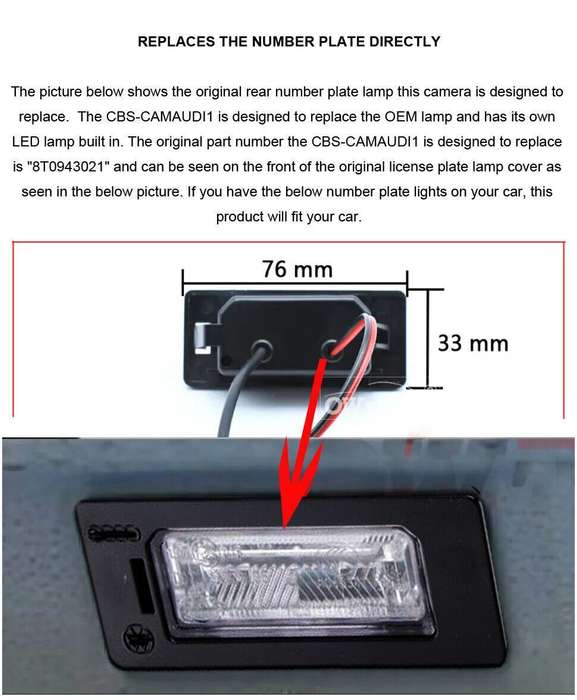 HD Car Rear View Parking Camera For Audi A1 MK1 8X A3 S3 MK2 Number Plate Light
