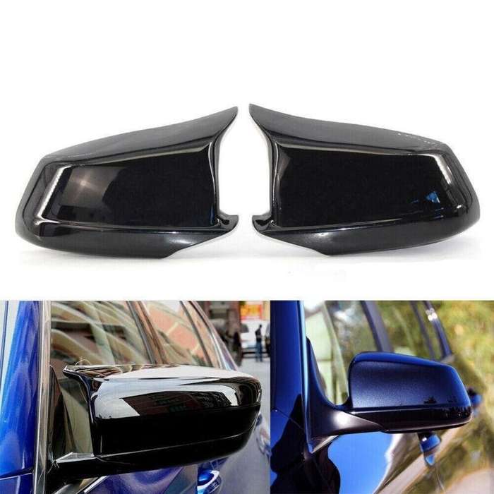 1 Pair L&amp;R Rearview Side Mirror Covers Bright Black Fit for BMW F10 F11 5-Series
