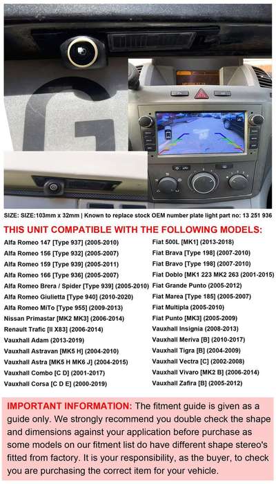 AHD 1080P Rear View Camera For Opel Astra MK5 MK6 Adam Rear License Plate Light