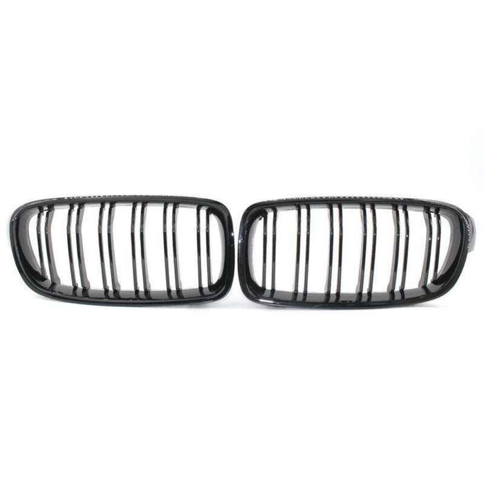 2X/Set Shiny Black Grille Dual Line Fits for BMW 3 Series M3 F30 F35 2012 - 2016