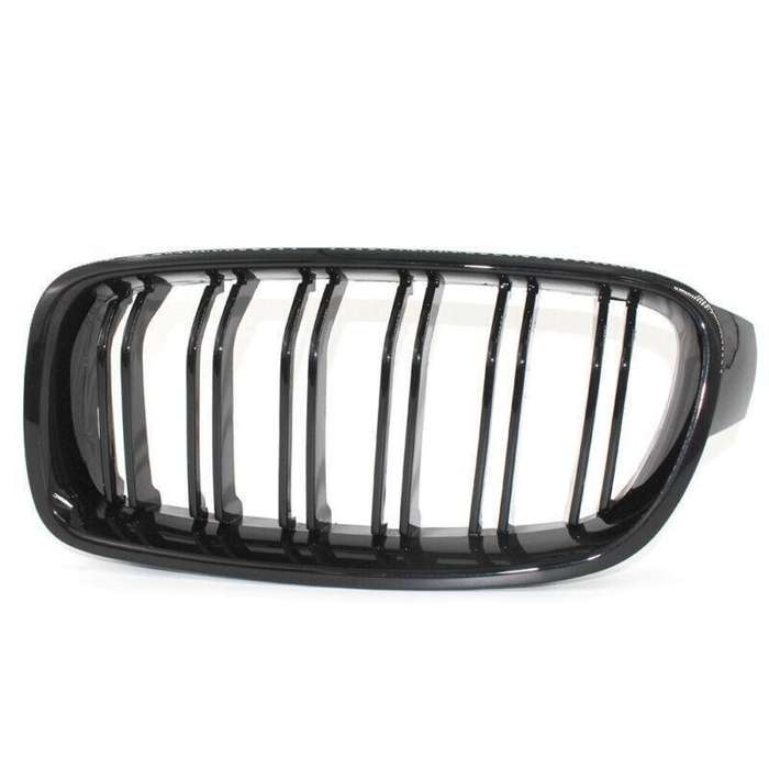 2X/Set Shiny Black Grille Dual Line Fits for BMW 3 Series M3 F30 F35 2012 - 2016