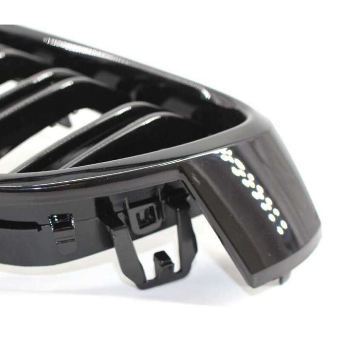 2X/Set Shiny Black Grille Dual Line Fits for BMW 3 Series M3 F30 F35 2012 - 2016