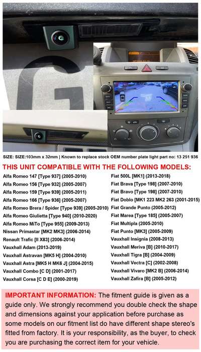 HD Auto Rear View Camera For Alfa Romeo 147 156 159 166 Brera Spider