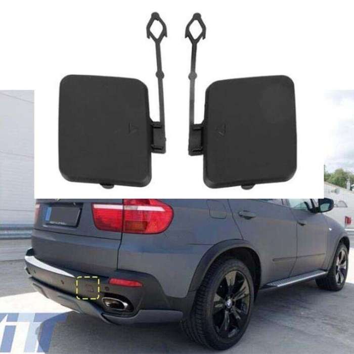 Fits For BMW E70 X5 2007-2010 1 Pair Rear Bumper Trailer Cover Tow Hook Cover