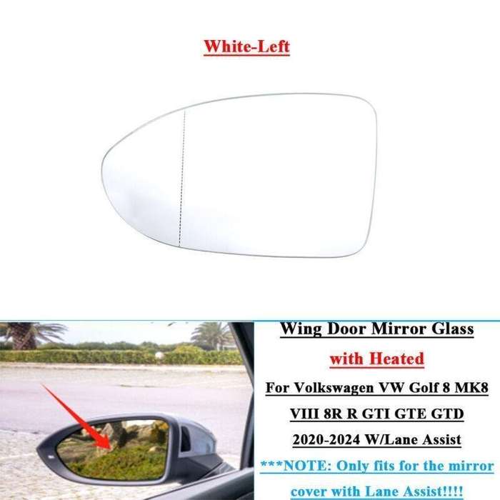 Wing Door Mirror Glass with Heated For VW Golf 8 MK8 VIII 8R R 2020-2024 Left