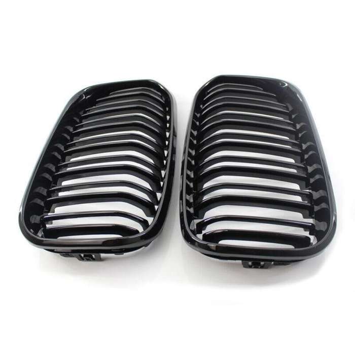 2X/Set Shiny Black Grille Dual Line Fits for BMW F20 F21 1 Series 15-16 Grill