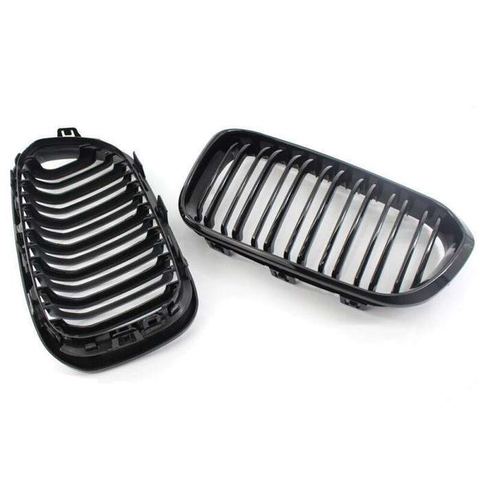 2X/Set Shiny Black Grille Dual Line Fits for BMW F20 F21 1 Series 15-16 Grill