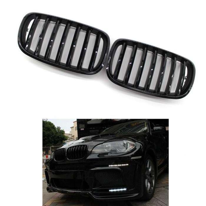 Pair of Gloss Black Front Bumper Kidney Grille Fit For BMW E70 X5 E71 X6 07-14