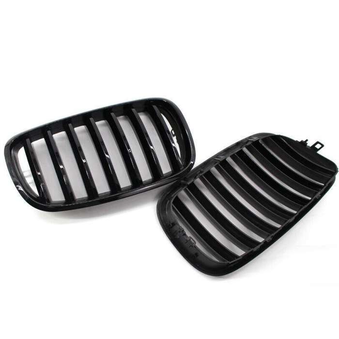 Pair of Gloss Black Front Bumper Kidney Grille Fit For BMW E70 X5 E71 X6 07-14