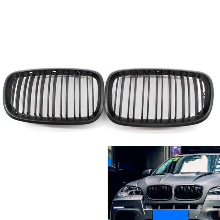 2X/Set Car Grille Flat Black Dual Slat for BMW E70 X5 E71 X6 07-14 Mesh Grill