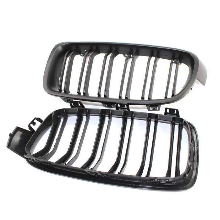2X/Set Matte Black Grille Dual Line Fits for BMW 3 Series M3 F30 F35 2012 - 2016