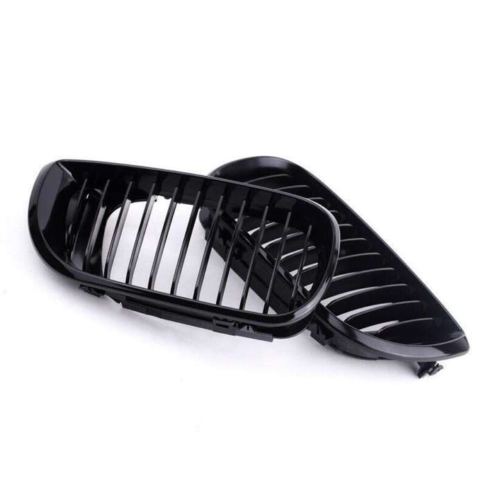 2x/Set Fit For BMW E46 Front Grille 02-05 3 Series 4 Door Shiny Black Mesh Grill