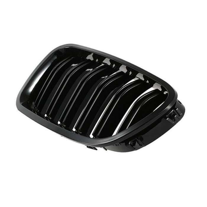 2X/Set Grill Shiny Black Grille Dual Slat for BMW F10 F11 F18 5 Series M5 10-17
