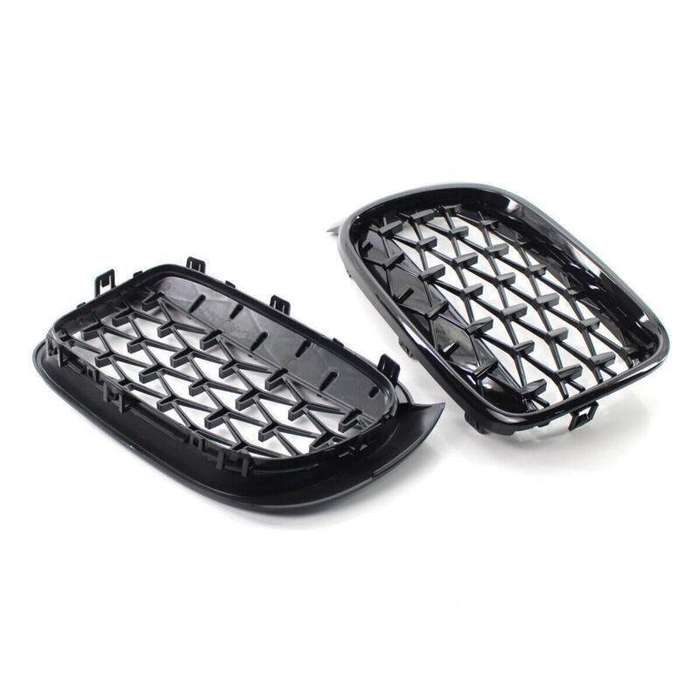 For BMW X3 X4 F25 F26 2014-2017 Diamond Gloss Black Front Kidney Grill Grille