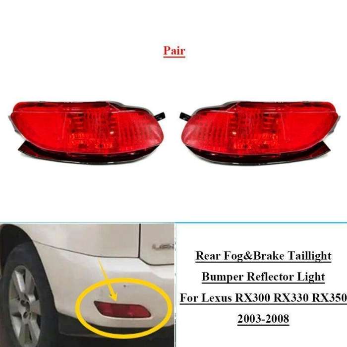 2x Rear Fog Taillight Bumper Reflector Lights For Lexus RX300 RX330 RX350 03-08