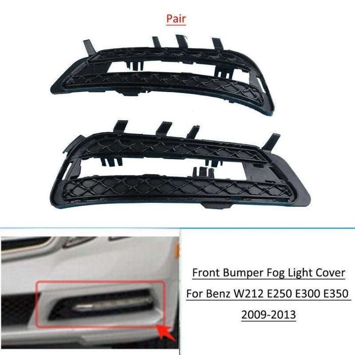 Front Bumper Light Cover Grilles For Benz W212 E250 E300 E350 2009-2013 Pair