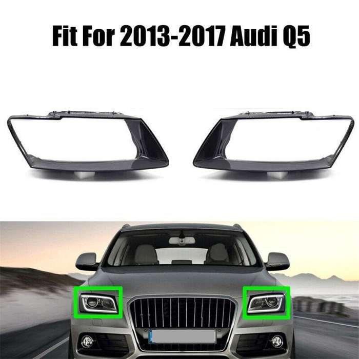 2Pcs Left+Right Side Headlight Headlamp Clear Lens Cover For 2013-2017 Audi Q5