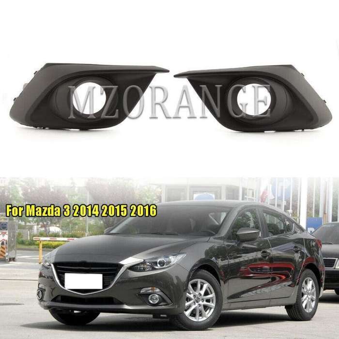 Front Bumper Left Right Side Fog Light Lamps Cover Bezels For Mazda 3 2014-2016