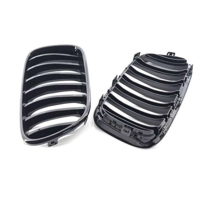 2X/Set Car Front Shiny Black Grille Replacement for BMW F25 X3 11-13 Mesh Grill
