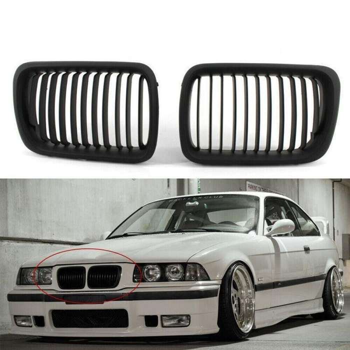 2X/Set Matte Black Front Kidney Grille fits for BMW E36 M3 97 - 99 98 Mesh Grill