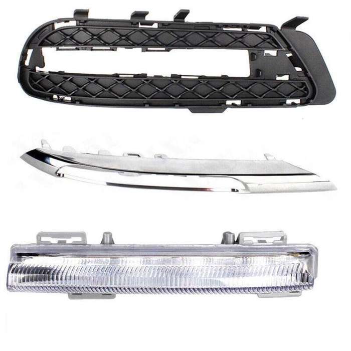 Set Fog Light Lamp Grille &amp; Trim For Mercedes W212 E250 E300 E350 2009-13 Right