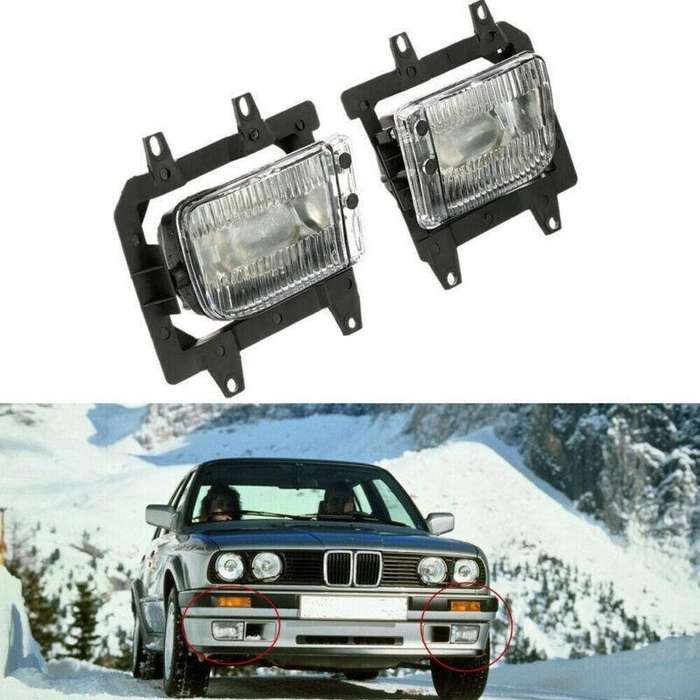 For 1985-93 BMW E30 3 Series 2 Door Front Bumper Clear Fog Light Lens Cover Kit