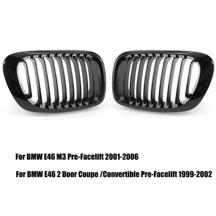 Gloss Black Kidney Front Grilles Grill For BMW E46 2 Door Coupe 1999-2002