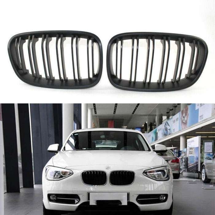 For BMW F20 F21 1-Series 11-14 Matte Black Double Slat Front Grill Kidney Grille